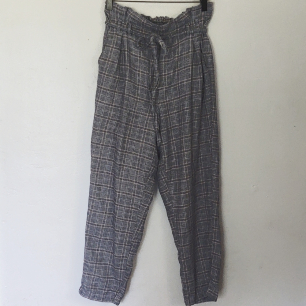 American Eagle Paper Bag Plaid Pants Career Wear sz Med women's